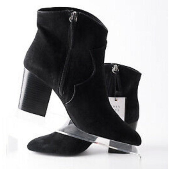 Zara Womens Black Leather Cowboy Ankle Boots Sz 10 - Picture 4 of 7